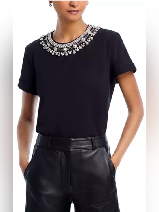 cinq a sept Tops - Cinq a Sept Necklace Shrunken Tee